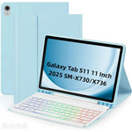 RGB-S11 For Samsung Galaxy Tab S11 Bluetooth-compatible Keyboard PU Leather Stand Case with RGB Backlit