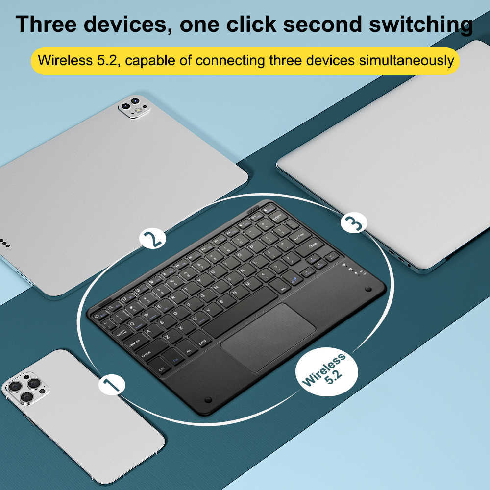 Ultra Thin Wireless Keyboard Magnetic Bluetooth-compatible 5.2 Keyboard with Smart Gesture Control Touchpad
