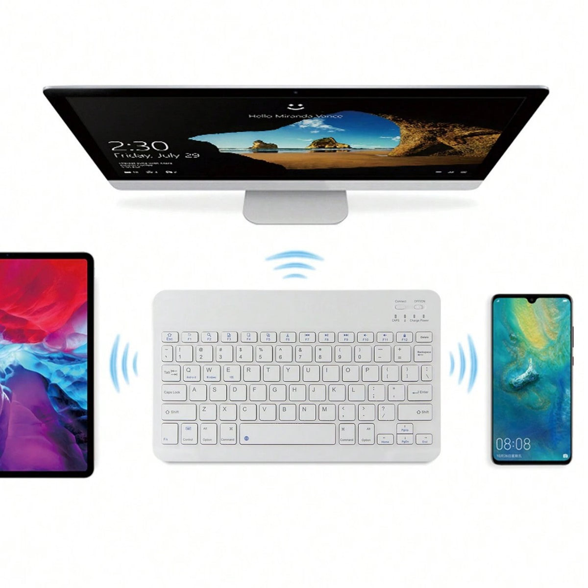 Ultra Thin Bluetooth-compatible Keyboard Quiet Typing Wireless Keyboard for Home Office