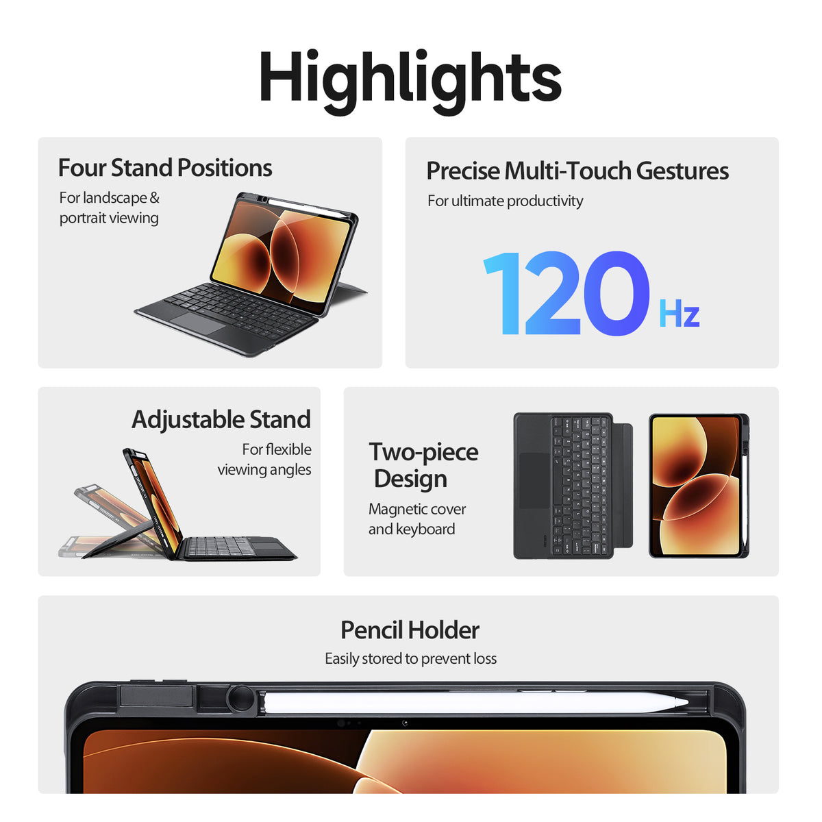 DUX DUCIS For Xiaomi Pad 8 Pro / Pad 8 / Pad 7 Pro / Pad 7  DK Series Bluetooth-Compatible Keyboard (English) with Leather Tablet Case