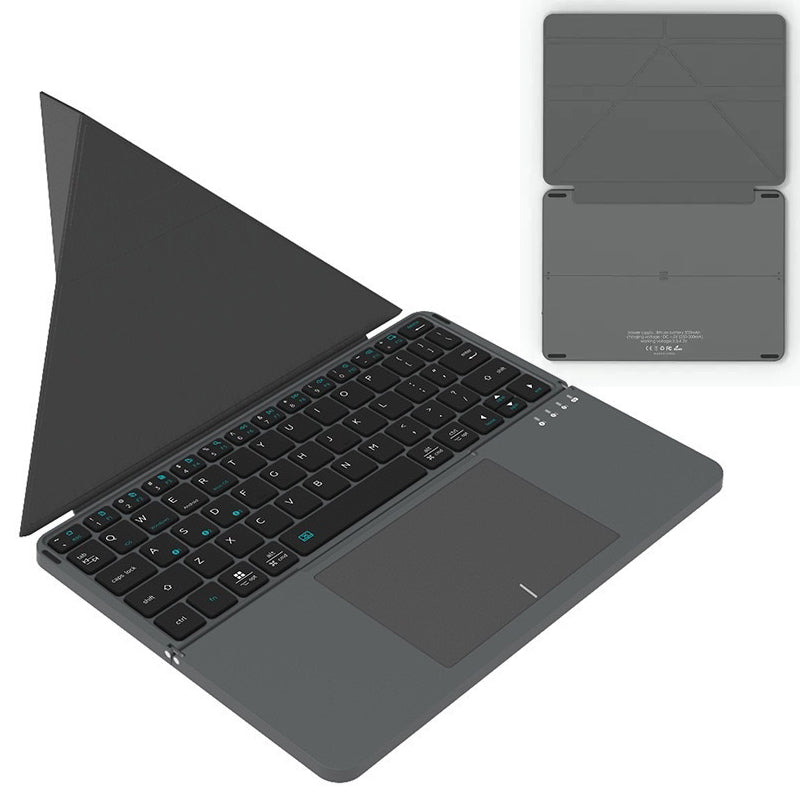 Bluetooth-compatible Keyboard with Touchpad Ultra Thin Wireless Keyboard Foldable Stand Case