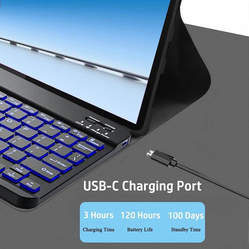Bluetooth-kompatibelt tastatur til Lenovo Idea Tab / M11 / K11 (TB336FU / TB330FU) aftageligt tastaturcover med mus
