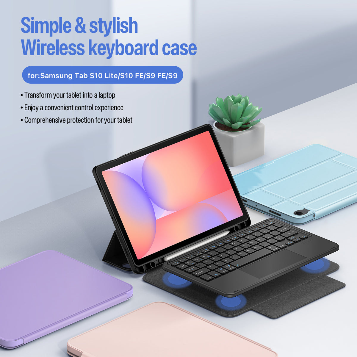 Dux Ducis for Samsung Galaxy Tab S10 FE / Galaxy Tab S9 FE / Galaxy Tab S9 / Galaxy Tab S10 Lite DUX DUCIS YK Series Wireless Keyboard Case Detachable Trackpad Bluetooth-compatible Keyboard Cover