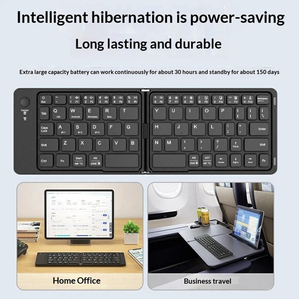 HB-028 Foldable Keyboard Mouse Set with Phone Stand Dual-Mode Mouse and Bluetooth-compatible Keyboard  for Tablet Phone