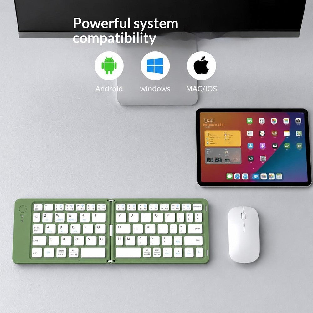 HB-028 Foldable Keyboard Mouse Set with Phone Stand Dual-Mode Mouse and Bluetooth-compatible Keyboard  for Tablet Phone