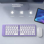 HB-028 Foldable Keyboard Mouse Set with Phone Stand Dual-Mode Mouse and Bluetooth-compatible Keyboard  for Tablet Phone