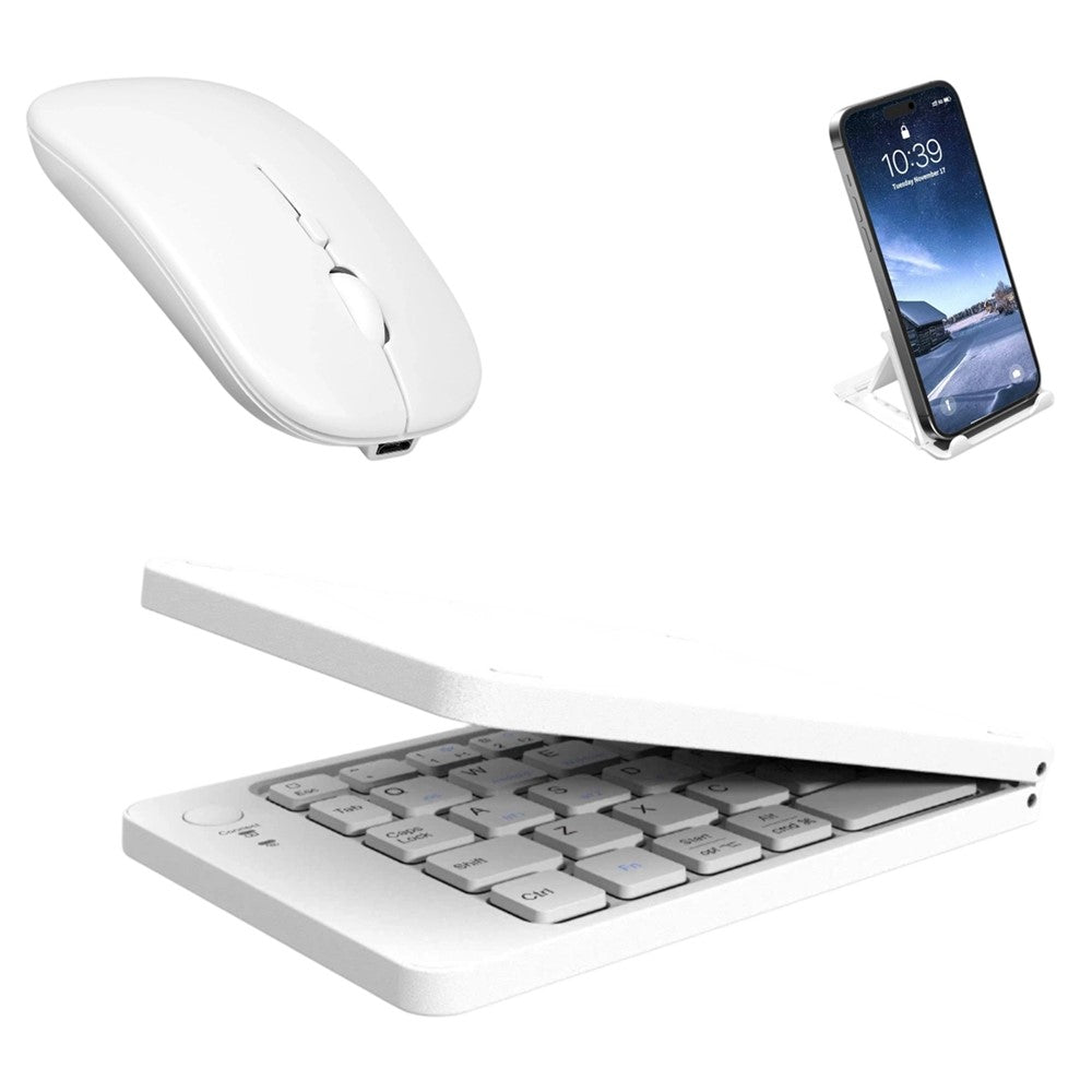 HB-028 Foldable Keyboard Mouse Set with Phone Stand Dual-Mode Mouse and Bluetooth-compatible Keyboard  for Tablet Phone