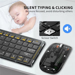F01C Mini Foldable Bluetooth-compatible Keyboard Mouse Set with Phone Stand Rechargeable Wireless Triple Device Connection Keyboard Mouse