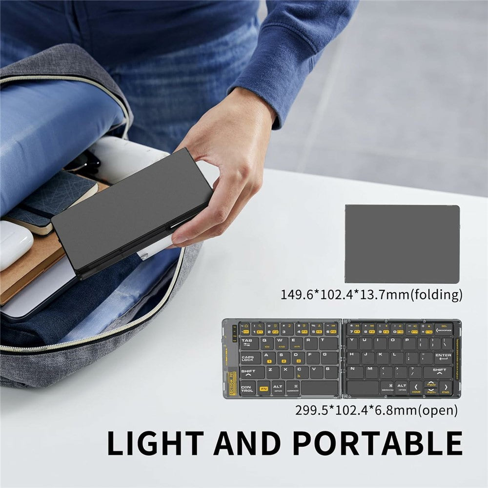 F01C Mini Foldable Bluetooth-compatible Keyboard Mouse Set with Phone Stand Rechargeable Wireless Triple Device Connection Keyboard Mouse