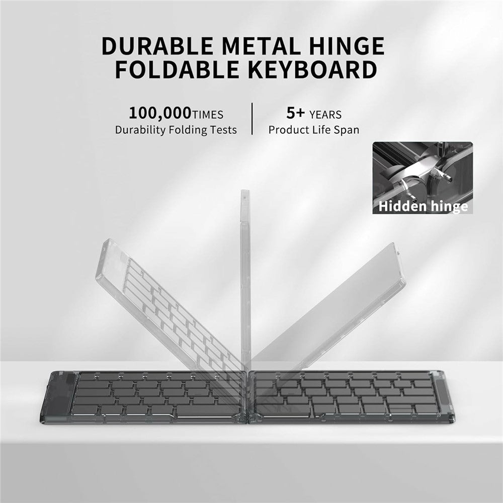 F01C Mini Foldable Bluetooth-compatible Keyboard Mouse Set with Phone Stand Rechargeable Wireless Triple Device Connection Keyboard Mouse