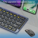 F01C Mini Foldable Bluetooth-compatible Keyboard Mouse Set with Phone Stand Rechargeable Wireless Triple Device Connection Keyboard Mouse