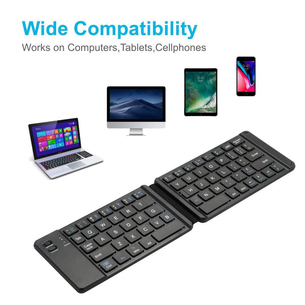 F68 Folding Bluetooth-compatible Keyboard 65 Keys Wireless Keypad for Computer/Tablet/Smartphones