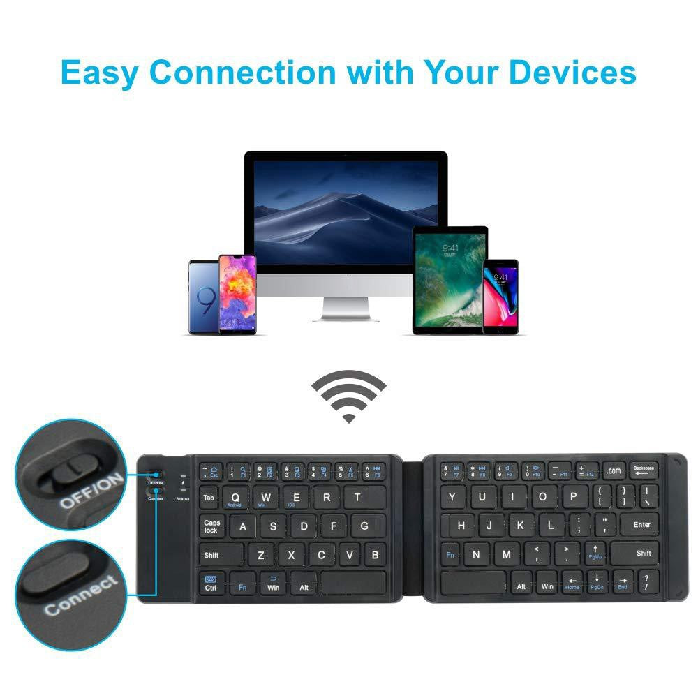 F68 Folding Bluetooth-compatible Keyboard 65 Keys Wireless Keypad for Computer/Tablet/Smartphones