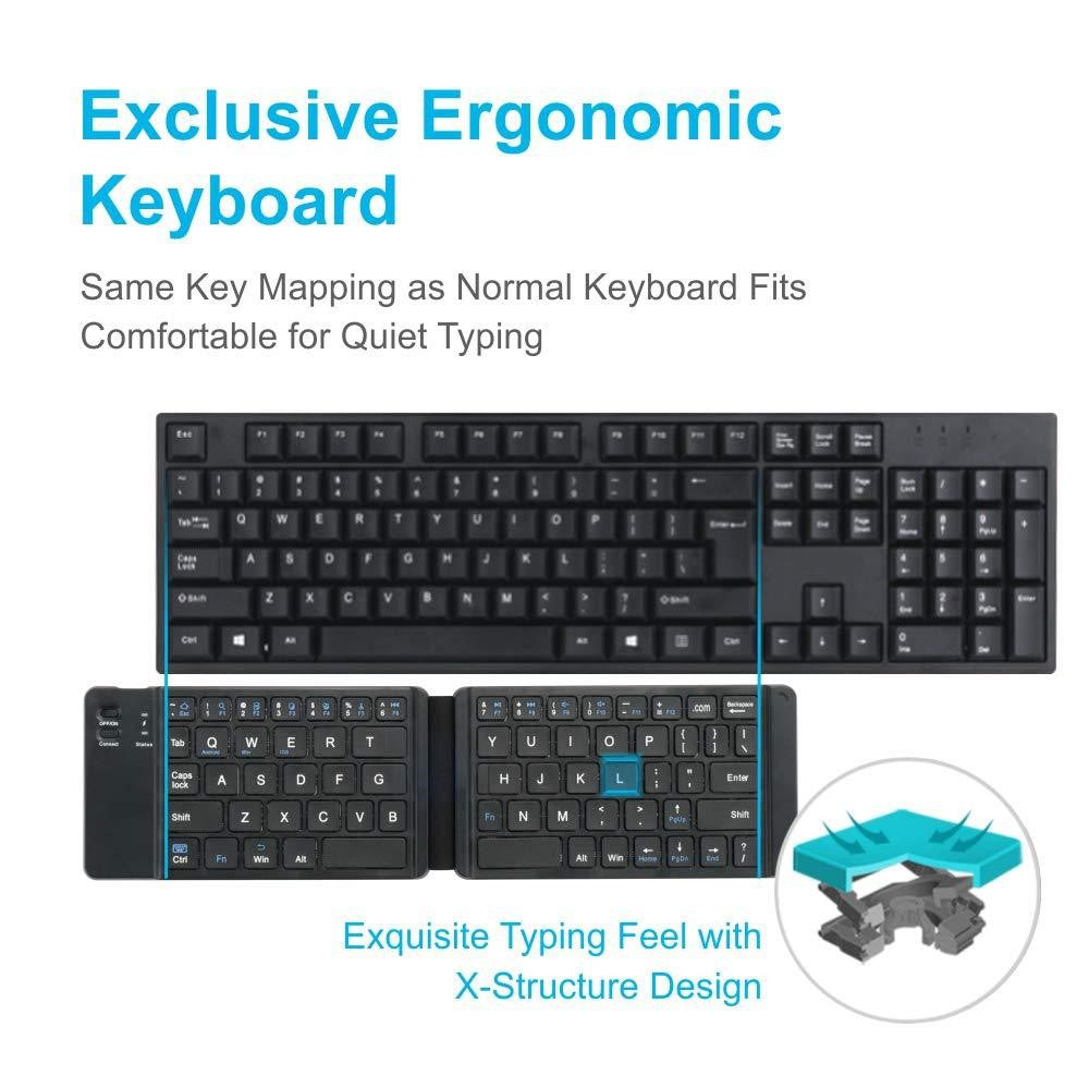 F68 Folding Bluetooth-compatible Keyboard 65 Keys Wireless Keypad for Computer/Tablet/Smartphones