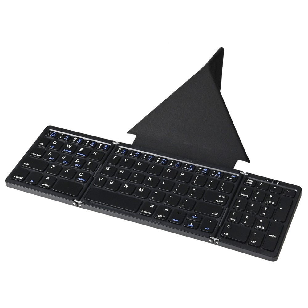 B089T 81-Key Tri-Fold Bluetooth-compatible Keyboard with Numeric Keypad Built-in Bracket for Phone Tablet Laptop