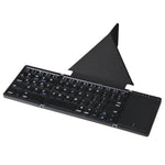 B089T 61-Key Triple-Fold Bluetooth-Compatible Keyboard with Touchpad Built-in Bracket for Phone Tablet PC
