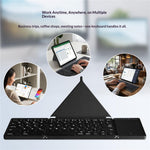 B089T 61-Key Triple-Fold Bluetooth-Compatible Keyboard with Touchpad Built-in Bracket for Phone Tablet PC