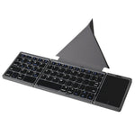 B089T 61-Key Triple-Fold Bluetooth-Compatible Keyboard with Touchpad Built-in Bracket for Phone Tablet PC