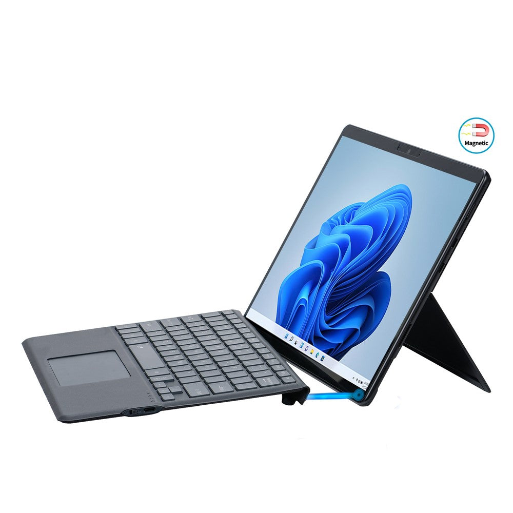2089D for Microsoft Surface Pro 11 / 10 / 9 / 8 / X Magnetic Adsorption Colorful Light Bluetooth-compatible Wireless Keyboard with Touchpad