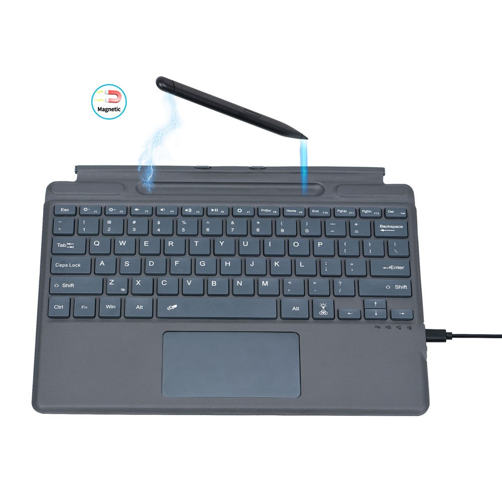 2089D for Microsoft Surface Pro 11 / 10 / 9 / 8 / X Magnetic Adsorption Colorful Light Bluetooth-compatible Wireless Keyboard with Touchpad
