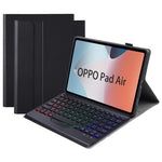 OP12-BS Til Oppo Pad Air 10,4" beskyttelsesetui i PU-læder+TPU med 3-farvet baggrundsbelyst Bluetooth-kompatibelt tastatur