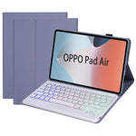 OP12-BS Til Oppo Pad Air 10,4" beskyttelsesetui i PU-læder+TPU med 3-farvet baggrundsbelyst Bluetooth-kompatibelt tastatur