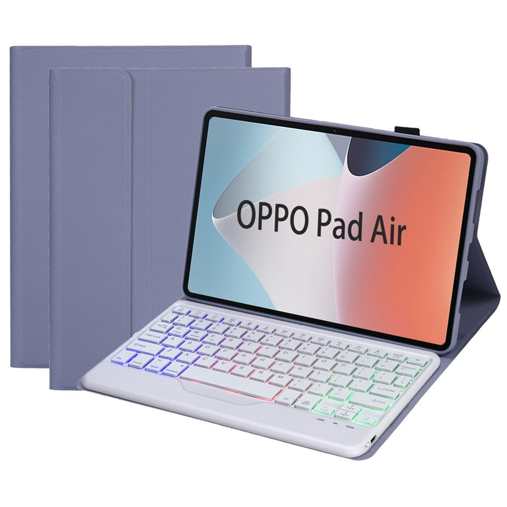 OP12-BS For Oppo Pad Air 10.4-inch PU Leather+TPU Protective Case with 3-Color Backlit Bluetooth-compatible Keyboard