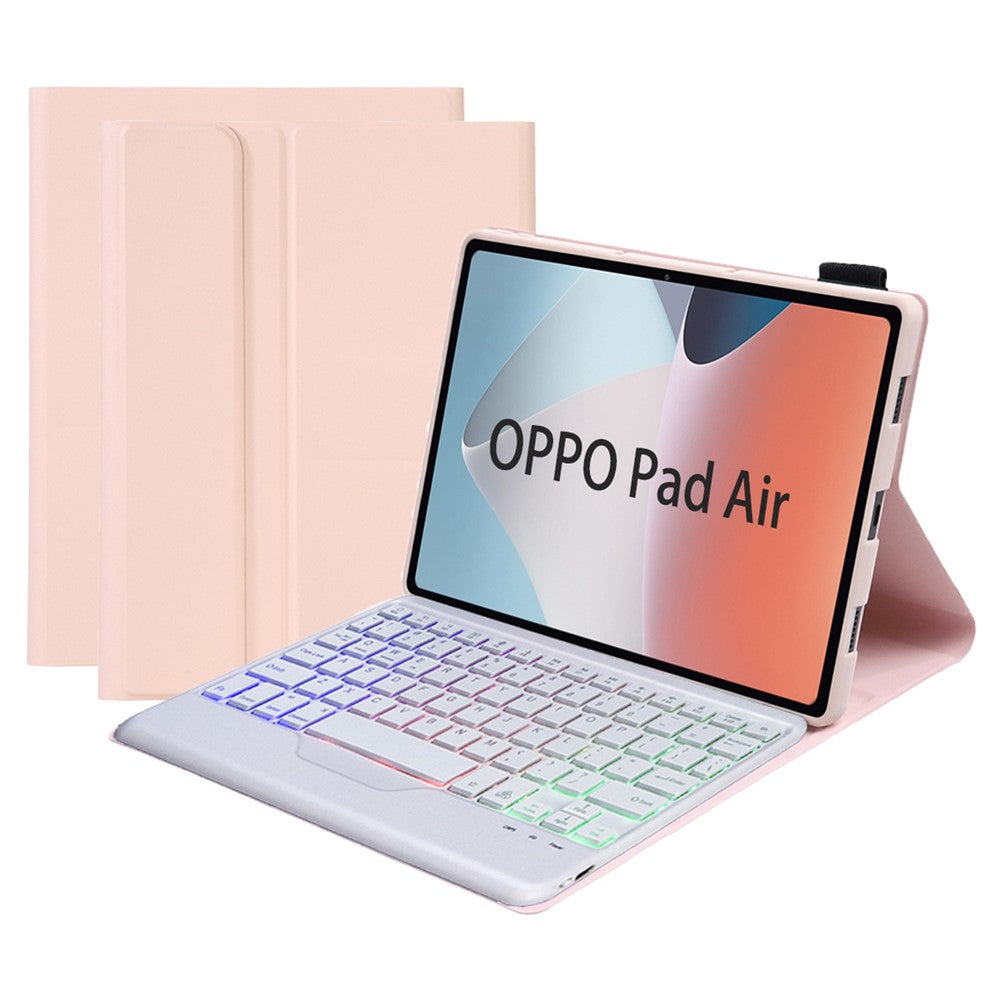 OP12-BS For Oppo Pad Air 10.4-inch PU Leather+TPU Protective Case with 3-Color Backlit Bluetooth-compatible Keyboard