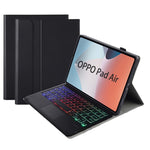 OP12-AS For Oppo Pad Air 10.4-inch PU Leather Anti-Scratch Case 3-Color Backlit Bluetooth-compatible Keyboard with TouchPad