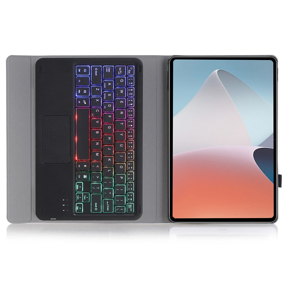OP12-AS For Oppo Pad Air 10.4-inch PU Leather Anti-Scratch Case 3-Color Backlit Bluetooth-compatible Keyboard with TouchPad