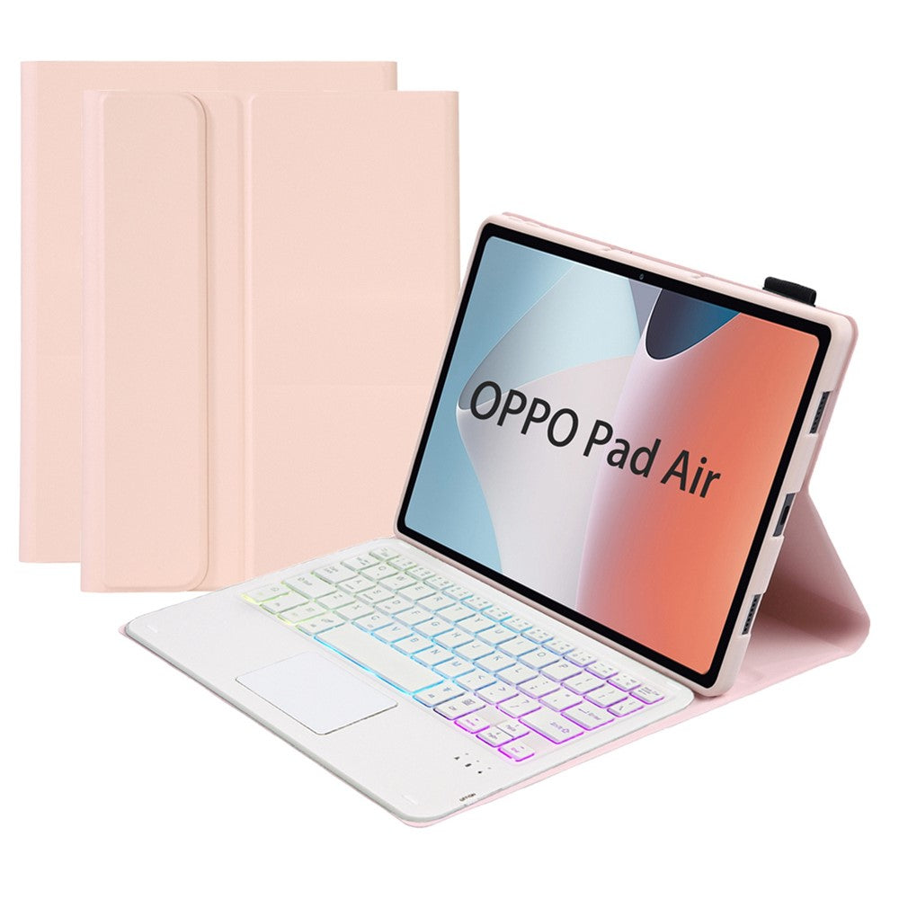 OP12-AS For Oppo Pad Air 10.4-inch PU Leather Anti-Scratch Case 3-Color Backlit Bluetooth-compatible Keyboard with TouchPad