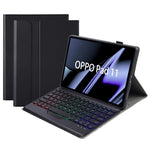 OP11-BS For Oppo Pad 11-inch Detachable Bluetooth-compatible Keyboard Case with 3-Color Backlit PU Leather+TPU Protective Cover