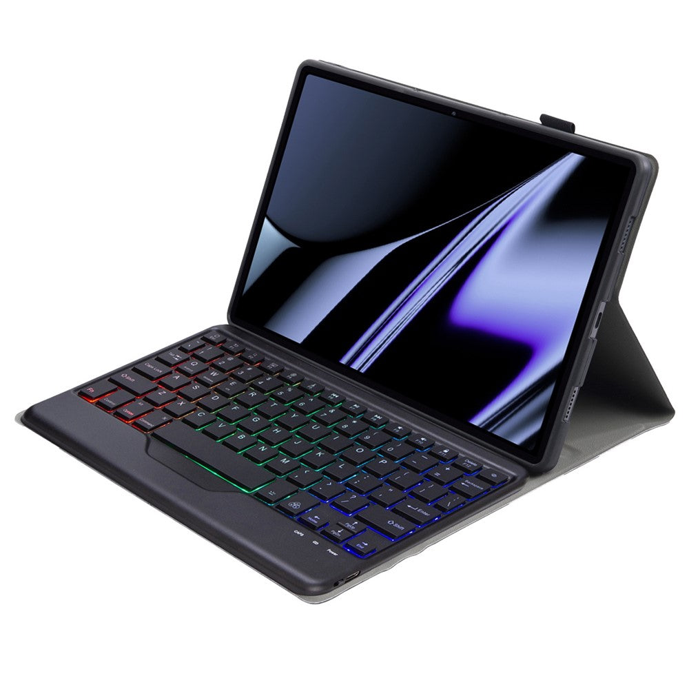 OP11-BS For Oppo Pad 11-inch Detachable Bluetooth-compatible Keyboard Case with 3-Color Backlit PU Leather+TPU Protective Cover