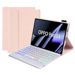 OP11-BS For Oppo Pad 11-inch Detachable Bluetooth-compatible Keyboard Case with 3-Color Backlit PU Leather+TPU Protective Cover