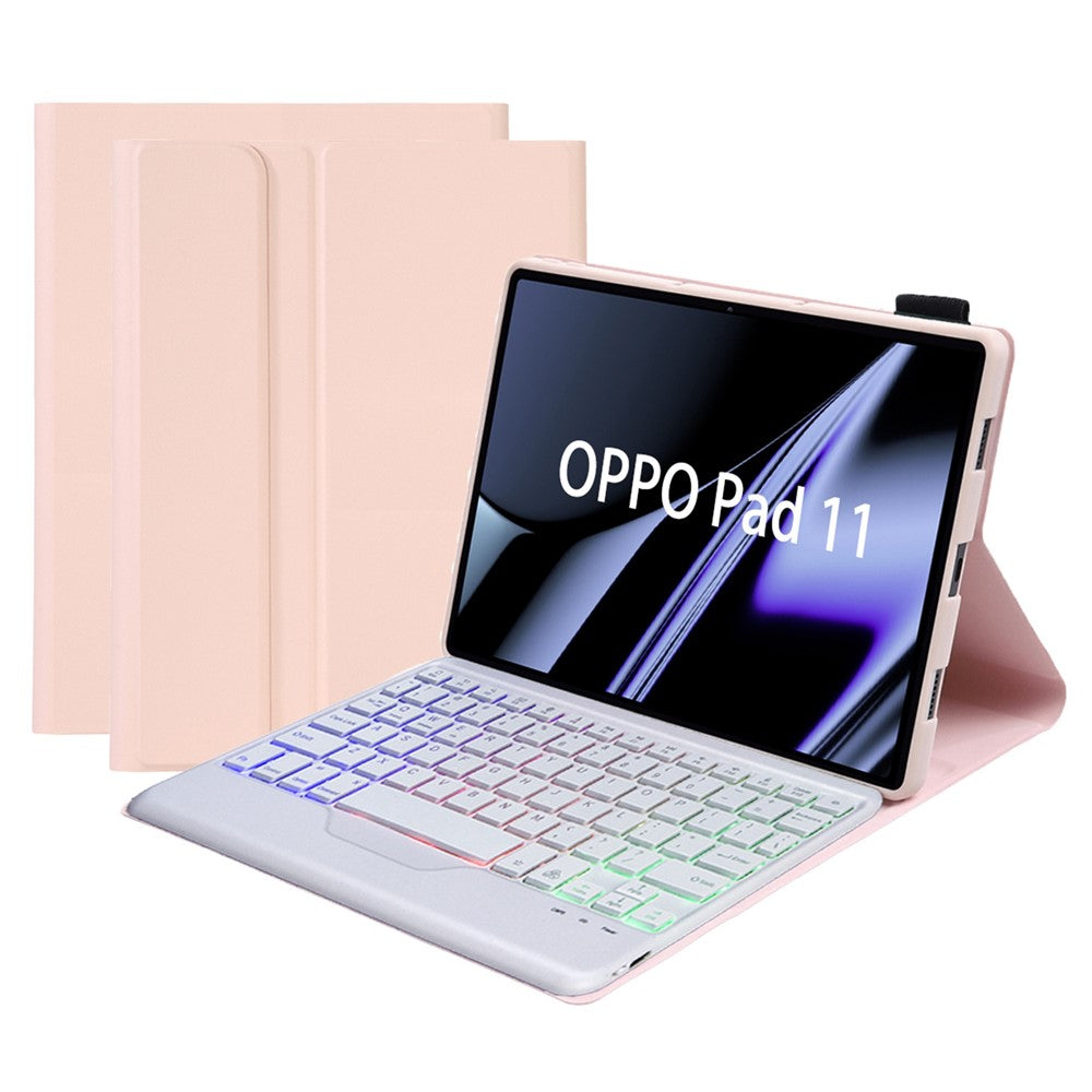 OP11-BS For Oppo Pad 11-inch Detachable Bluetooth-compatible Keyboard Case with 3-Color Backlit PU Leather+TPU Protective Cover