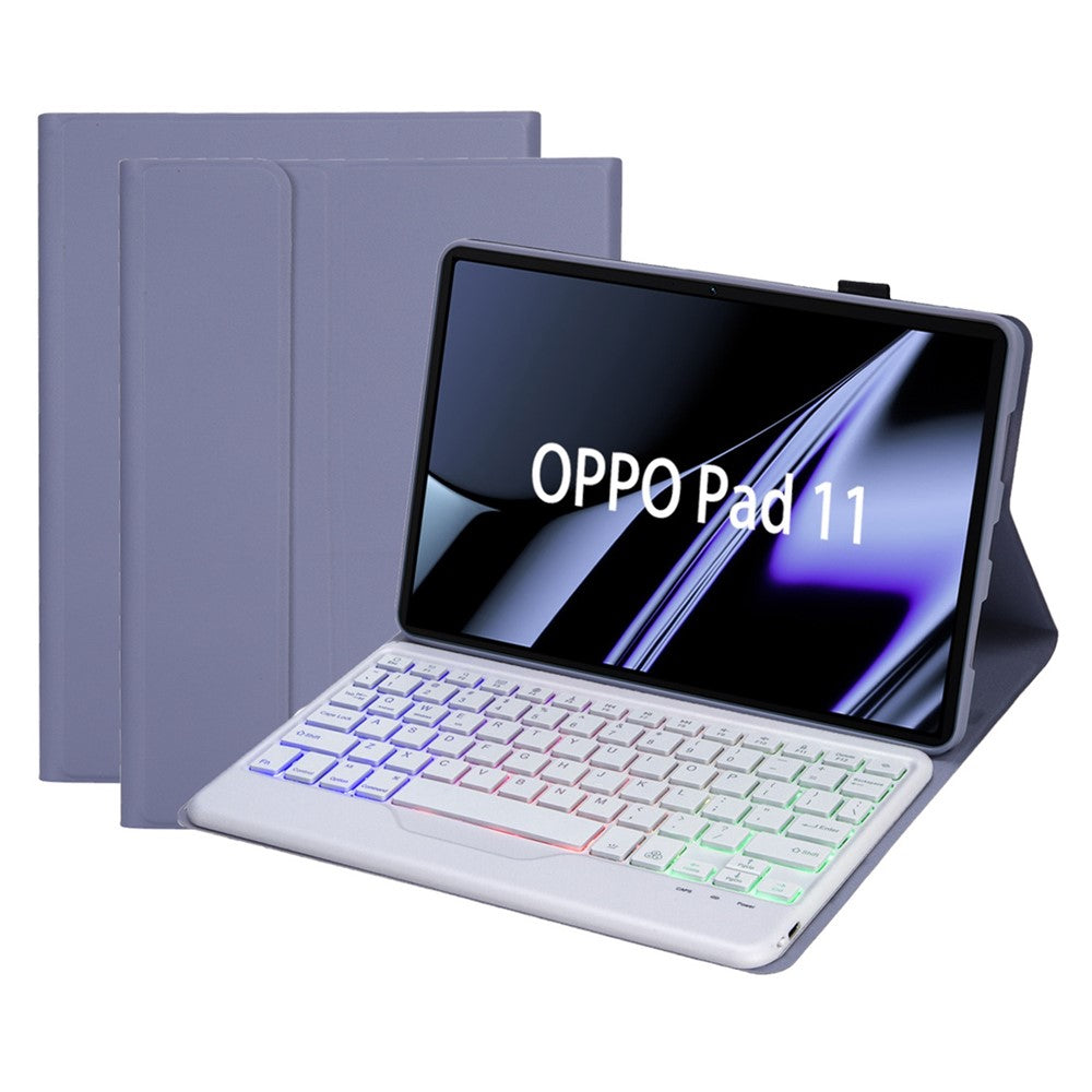 OP11-BS For Oppo Pad 11-inch Detachable Bluetooth-compatible Keyboard Case with 3-Color Backlit PU Leather+TPU Protective Cover