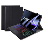 OP11-AS Til Oppo Pad 11-tommer PU-læder beskyttelsesetui + aftageligt Bluetooth-kompatibelt tastatur med 3-farvet baggrundsbelysning / TouchPad