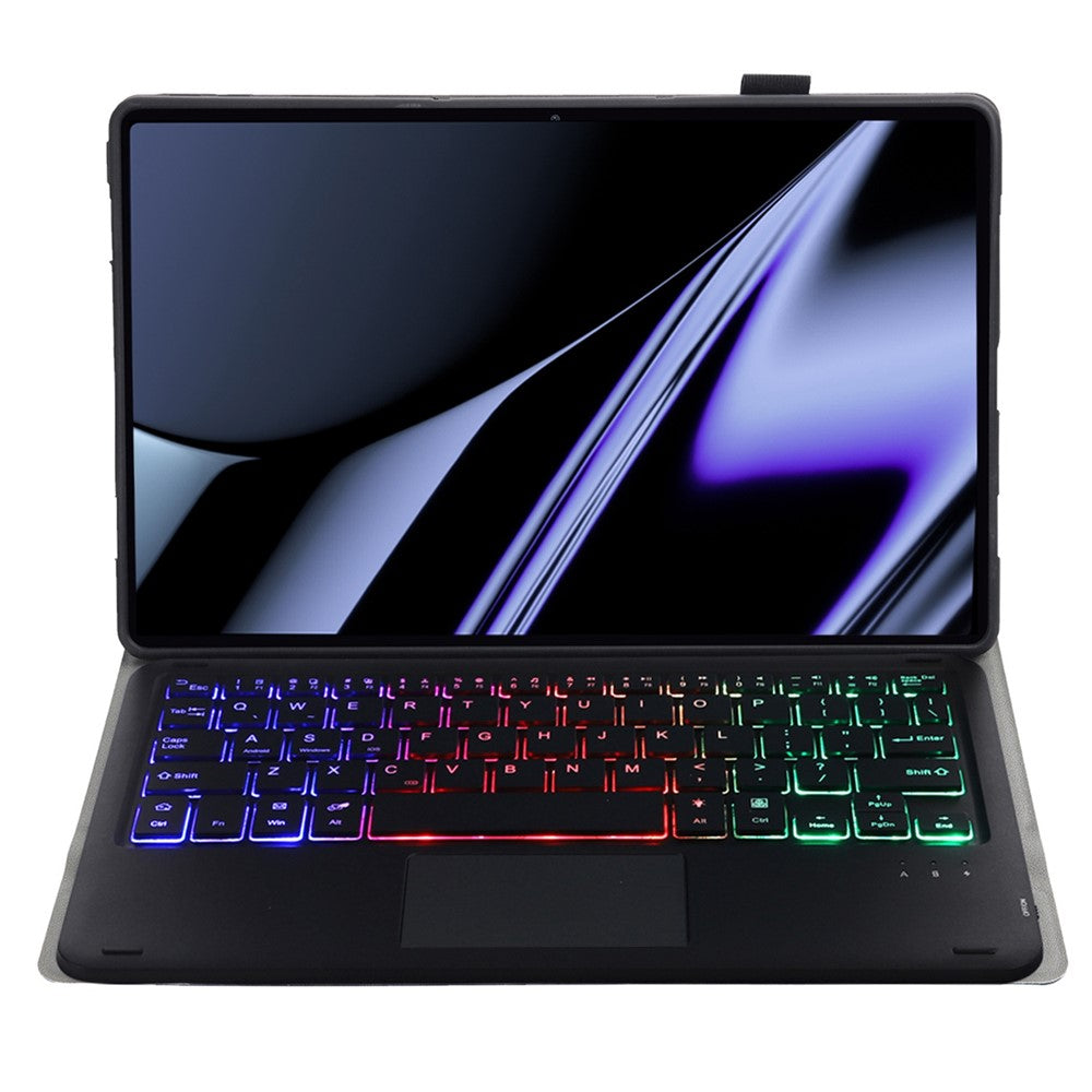 OP11-AS Til Oppo Pad 11-tommer PU-læder beskyttelsesetui + aftageligt Bluetooth-kompatibelt tastatur med 3-farvet baggrundsbelysning / TouchPad