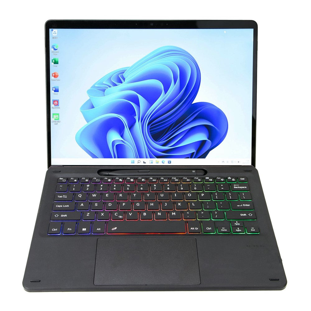 KF17S For Microsoft Surface Pro 8 / Pro X, Bluetooth-compatible Keyboard with TouchPad / Pencil Holder 3-Color Backlit Wireless Keyboard
