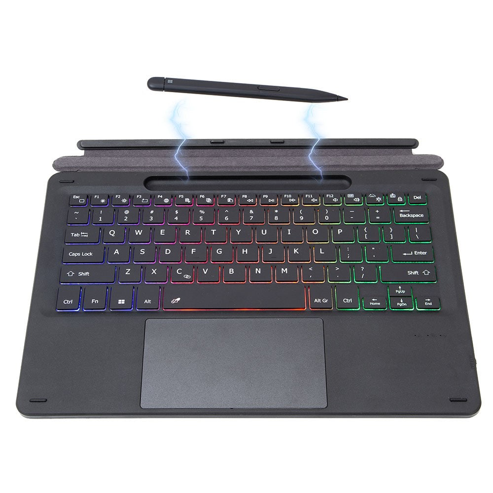 KF17S For Microsoft Surface Pro 8 / Pro X, Bluetooth-compatible Keyboard with TouchPad / Pencil Holder 3-Color Backlit Wireless Keyboard