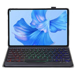 AHW12-BS For Huawei MatePad Pro 11 (2022) Leather Stand Cover Protective Case with Detachable Tri-color Backlight Bluetooth-compatible Keyboard