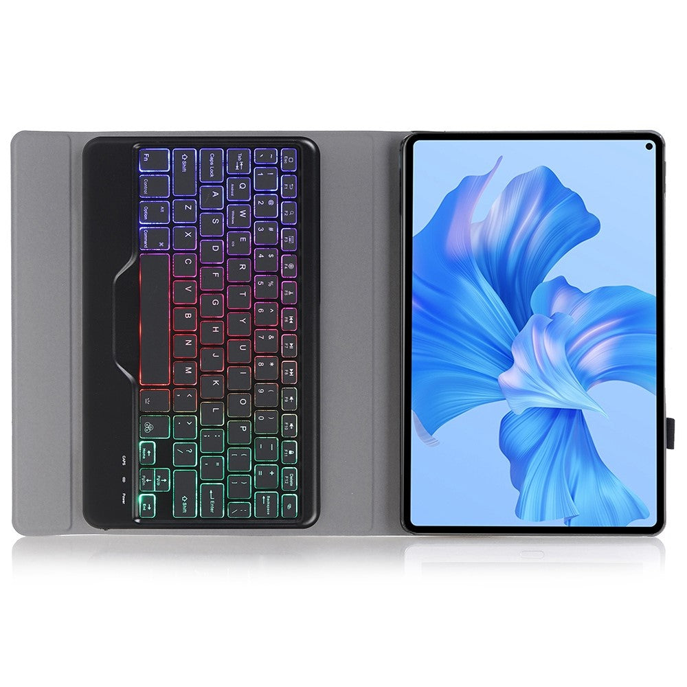 AHW12-BS For Huawei MatePad Pro 11 (2022) Leather Stand Cover Protective Case with Detachable Tri-color Backlight Bluetooth-compatible Keyboard
