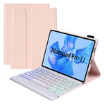 AHW12-BS For Huawei MatePad Pro 11 (2022) Leather Stand Cover Protective Case with Detachable Tri-color Backlight Bluetooth-compatible Keyboard