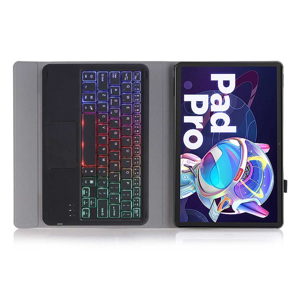 AM18-AS For Lenovo Pad Pro 2022 11.2-inch Detachable Bluetooth-compatible Keyboard Case with 3-Color Backlit / TouchPad Anti-Drop Protective Case