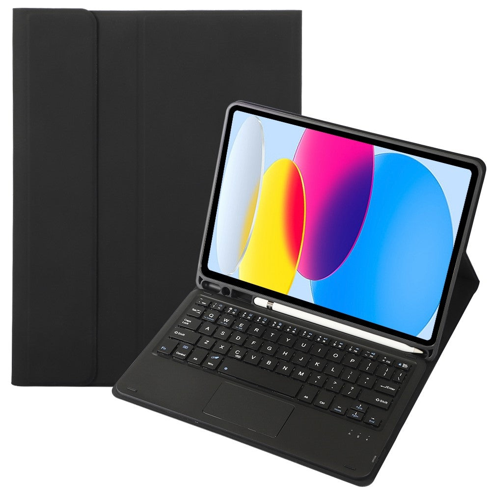 A10B-A til iPad (2025) / 10.9 (2022) Pen Slot Design Læder + TPU Tablet Beskyttelsesstandcover med Touchpad Bluetooth-tastatur