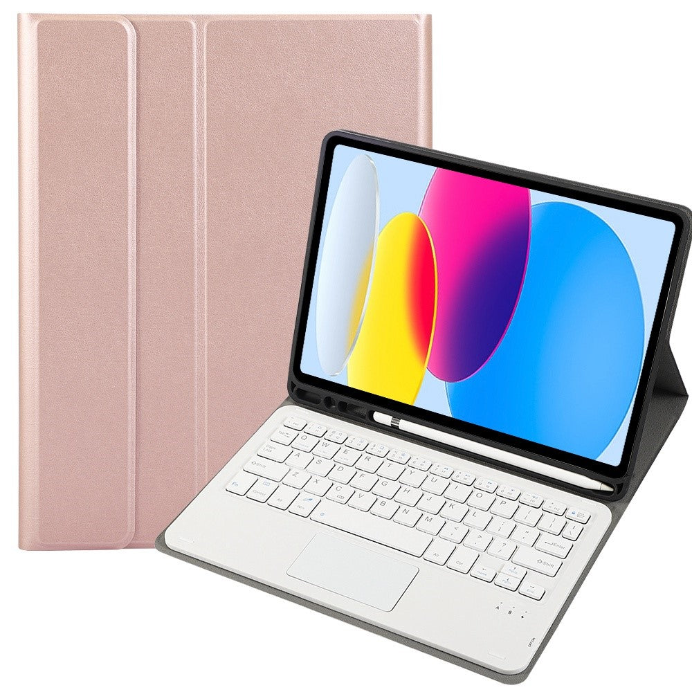 A10B-A til iPad (2025) / 10.9 (2022) Pen Slot Design Læder + TPU Tablet Beskyttelsesstandcover med Touchpad Bluetooth-tastatur
