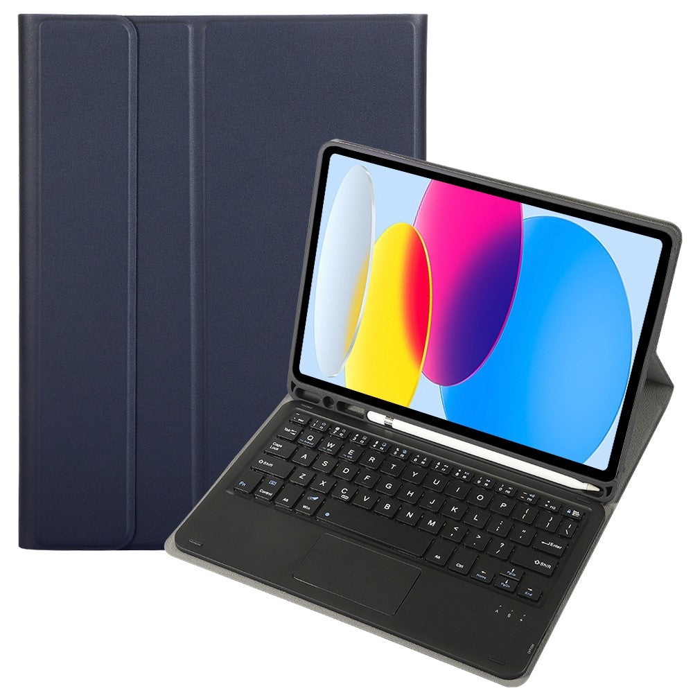A10B-A til iPad (2025) / 10.9 (2022) Pen Slot Design Læder + TPU Tablet Beskyttelsesstandcover med Touchpad Bluetooth-tastatur