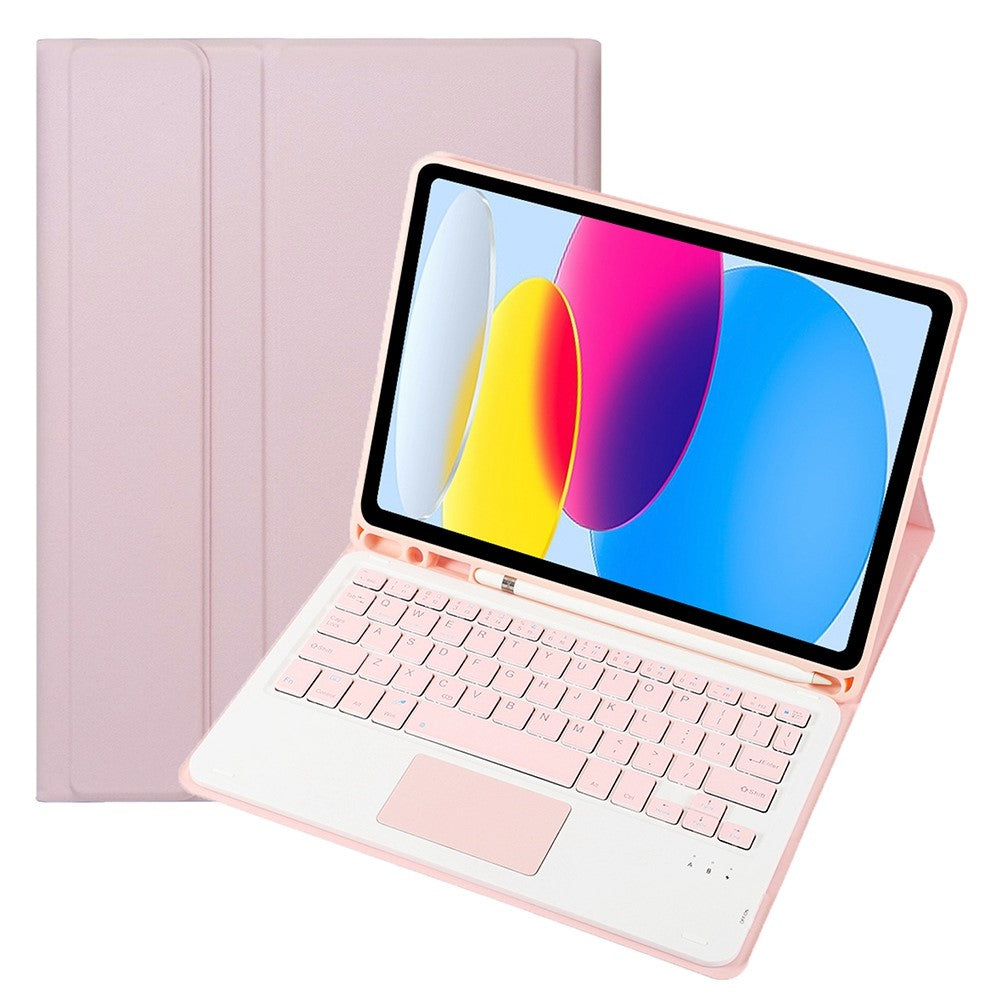 A10B-A til iPad (2025) / 10.9 (2022) Pen Slot Design Læder + TPU Tablet Beskyttelsesstandcover med Touchpad Bluetooth-tastatur