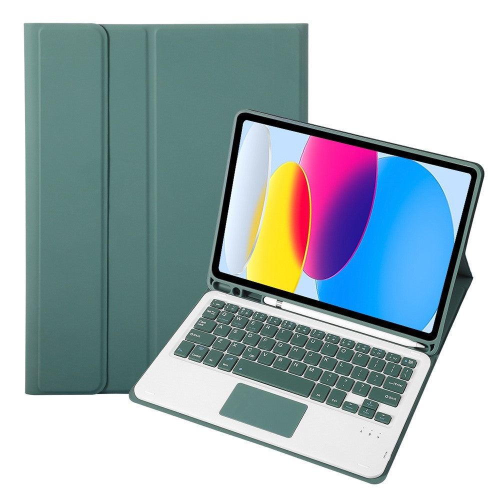 A10B-A til iPad (2025) / 10.9 (2022) Pen Slot Design Læder + TPU Tablet Beskyttelsesstandcover med Touchpad Bluetooth-tastatur