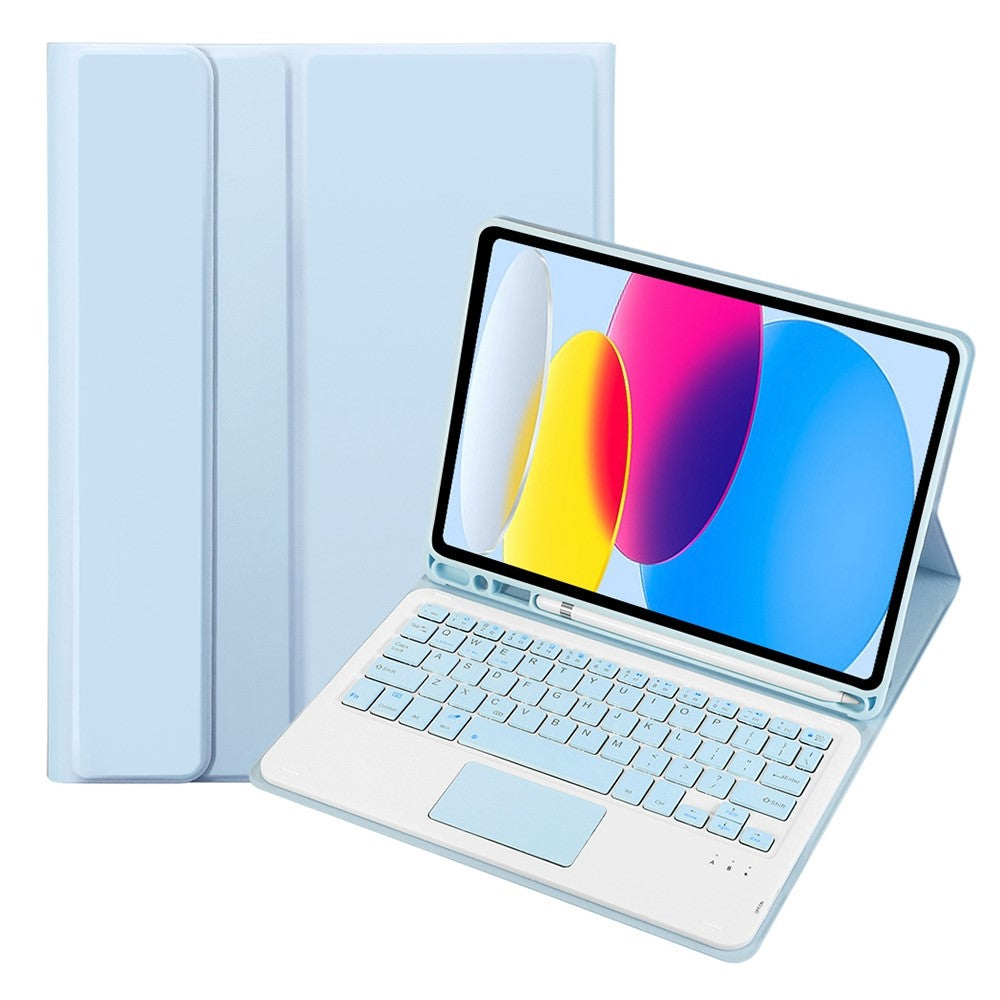A10B-A til iPad (2025) / 10.9 (2022) Pen Slot Design Læder + TPU Tablet Beskyttelsesstandcover med Touchpad Bluetooth-tastatur